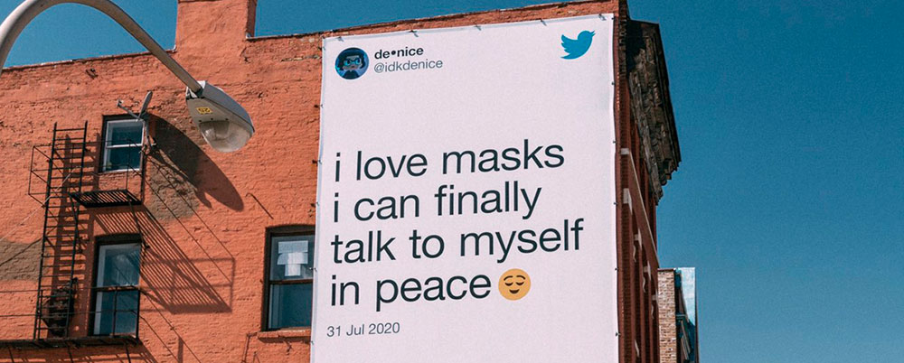 Peças OOH do Twitter reforçam o uso de máscara facial