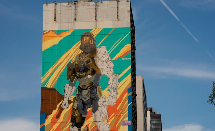 OOH artístico anuncia série “Halo” no RJ