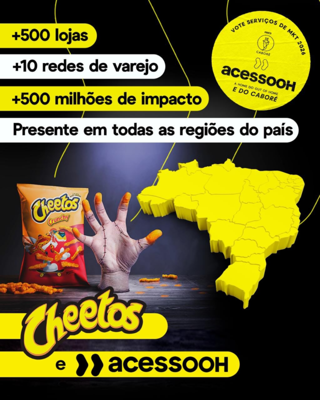 Quando criatividade, contexto e varejo trabalham juntos, o ponto de venda se transforma em muito mais do que um local de compra.

A campanha de @cheetos_brasil inspirada em Wandinha mostrou como o Retail Media In Store pode criar experiências relevantes ao integrar marca, entretenimento e jornada de consumo.

Com presença em mais de 500 lojas e mais de 500 milhões de impactos, o projeto reforça algo em que acreditamos muito: o varejo também é um espaço de construção de marca.

#Acessooh #RetailMedia #Cheetos #Marketing #Cabore2026